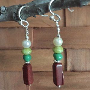 Organic Stones and Pearl Bead Dangles